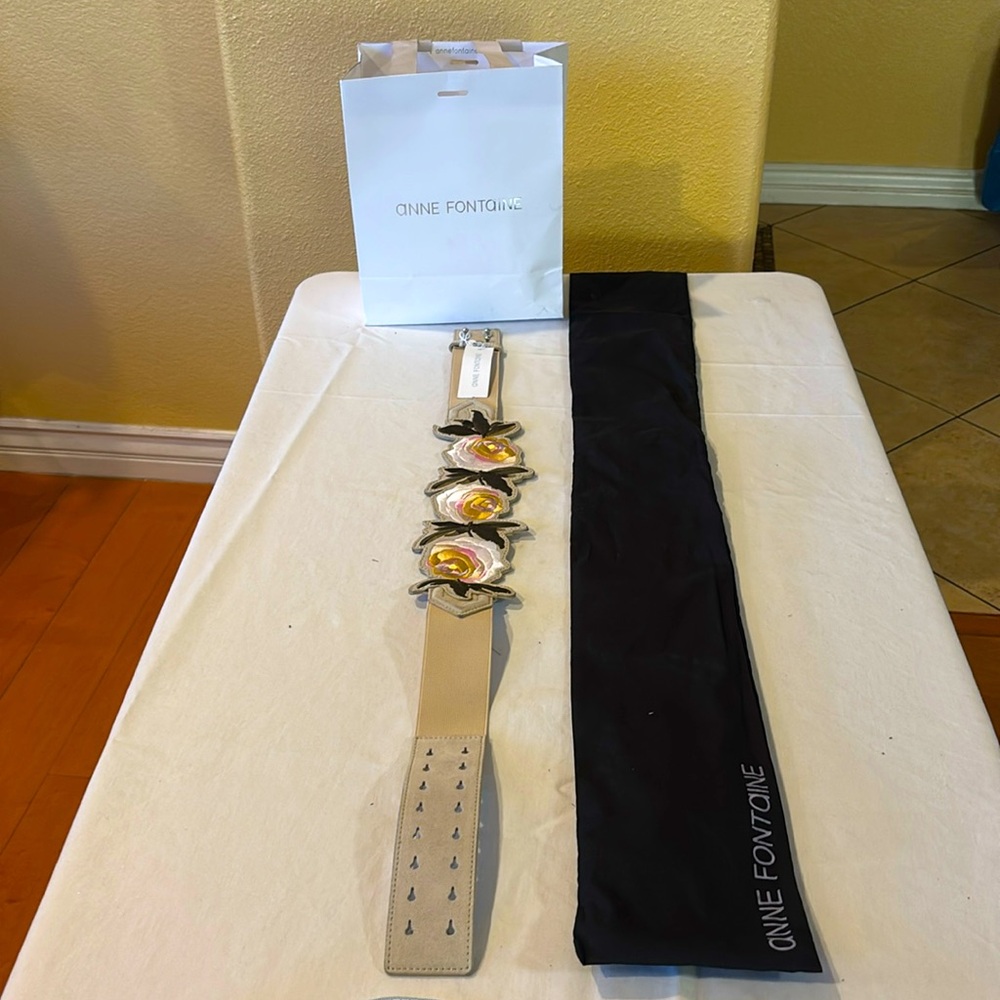 Anne Fontaine Beige Belt with Floral Design